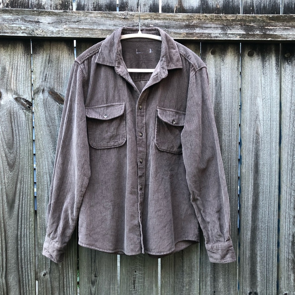 Reiss Bonucci Corduroy Shirt Brown Men’s Size S 100% Cotton Button Down